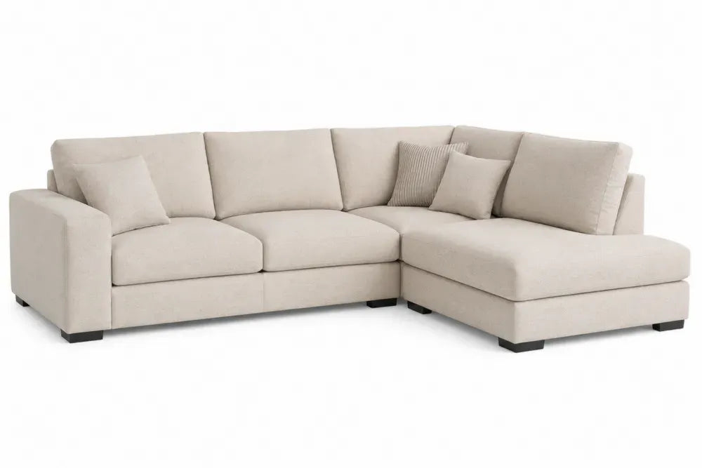 Modulares Ecksofa mit Recamiere rechts 290 x 200 x 85 cm Polyestergewebe Holzrahmen L Form Beige Schwarz