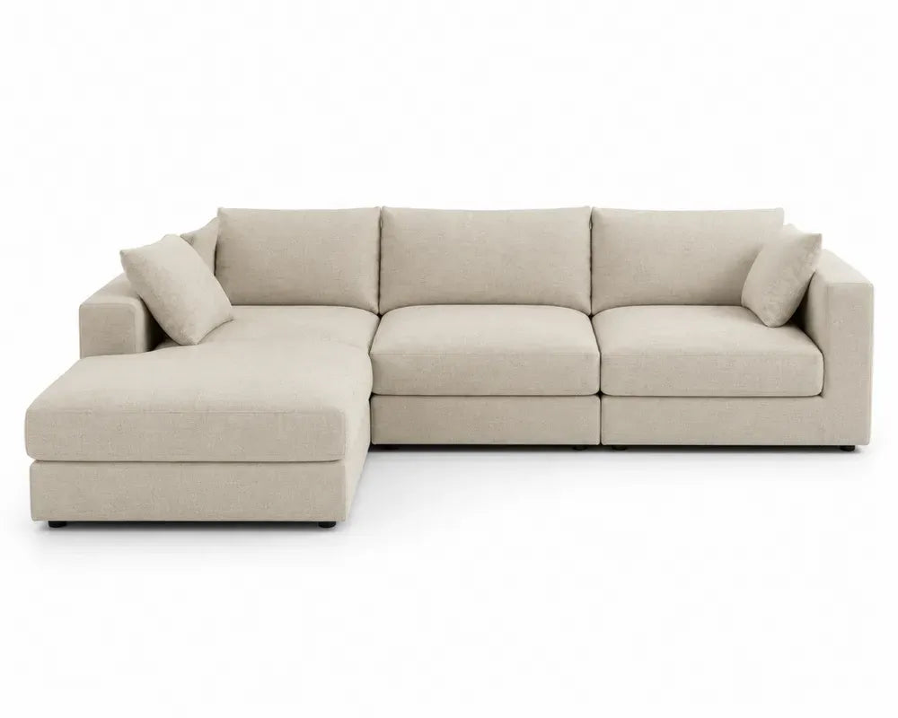 Modulares Ecksofa mit Recamiere links 290 x 170 x 85 cm Polyestergewebe Holzrahmen L Form Beige Schwarz