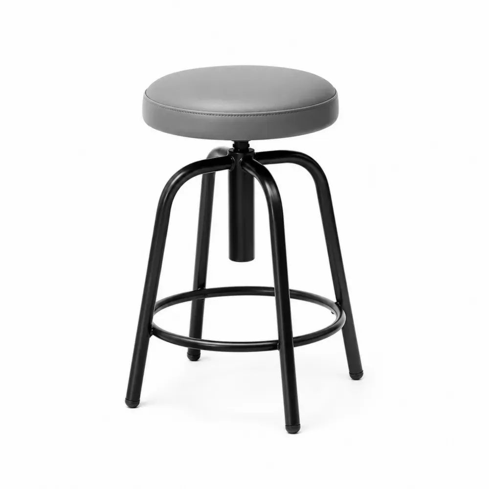 Barhocker rund drehbar höhenverstellbar ohne Rückenlehne Stahl PU-Kunstleder Grau Schwarz 43 x 43 x 61-75 cm