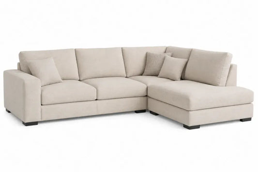 Modulares Ecksofa mit Recamiere rechts 290 x 200 x 85 cm Polyestergewebe Holzrahmen L Form Beige Schwarz